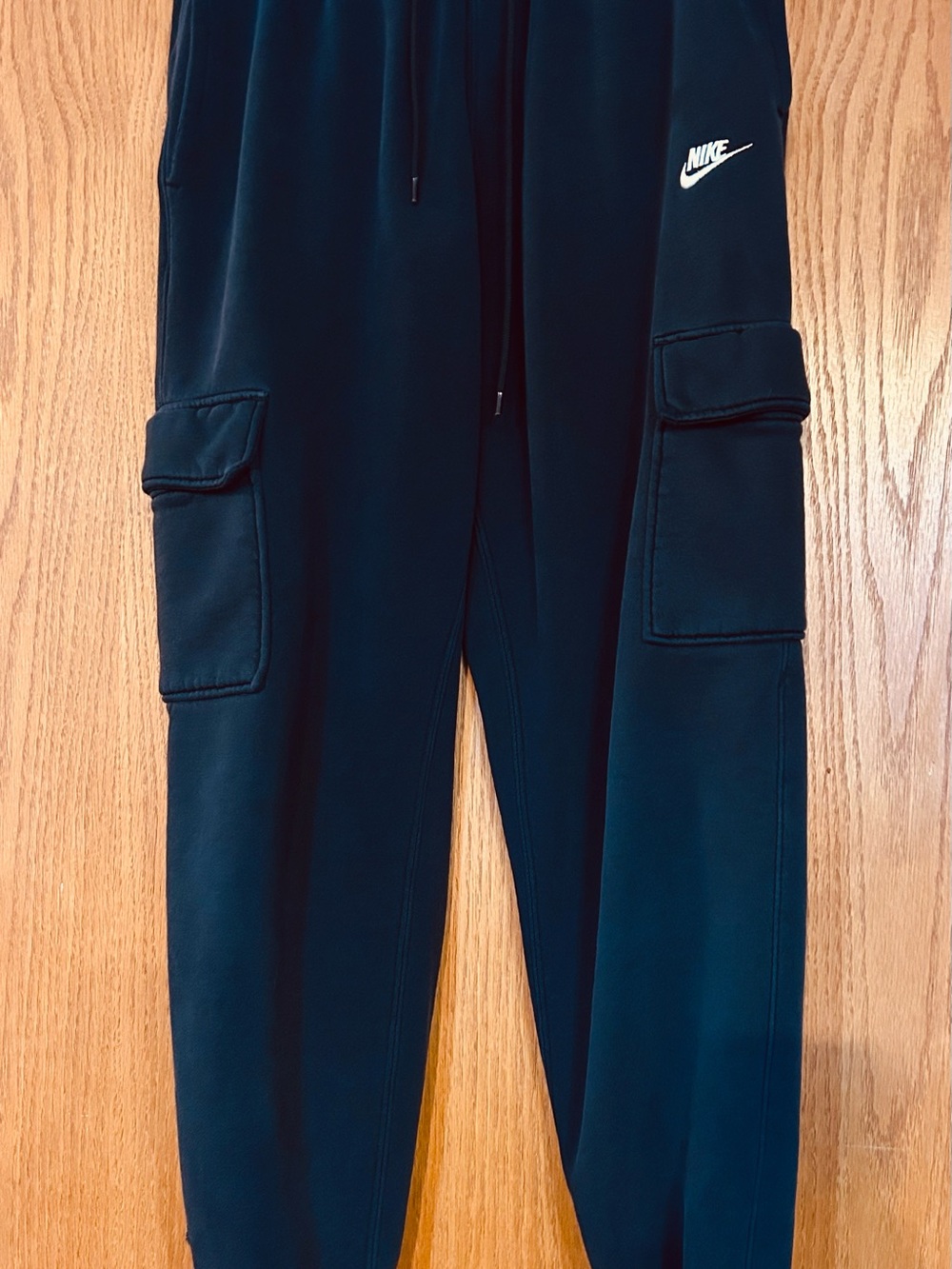 Nike Men’s Black Cargo Joggers with White Swoosh